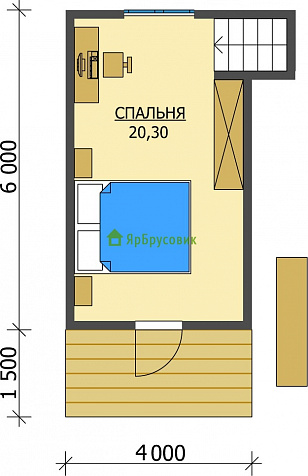 Проект №2. Дом из бруса 6Х6 с мансардой, балконом и верандой